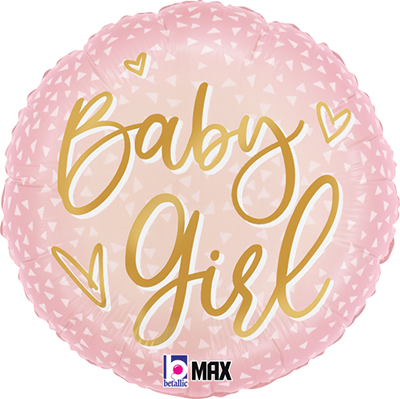 Std Satin Girl Gold Script Balloon