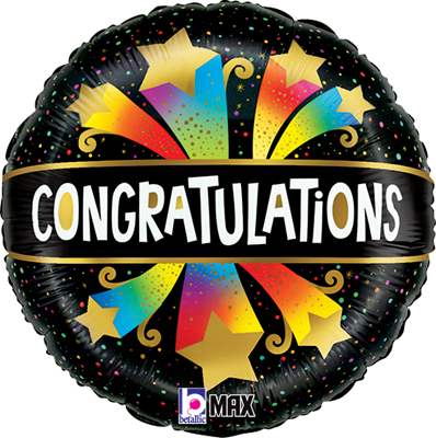 Std Congratulations Bursting Stars Balloon