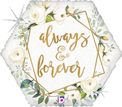 18" Wedding Always and Forever Floral Holographic Balloon