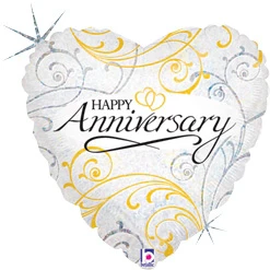 Std Anniversary Filigree Holographic Balloon