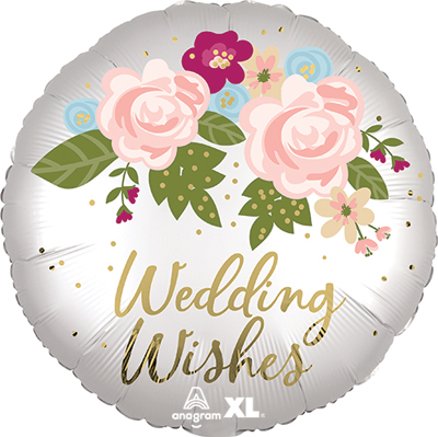 Std Wedding Wishes Floral Satin Luxe Balloon