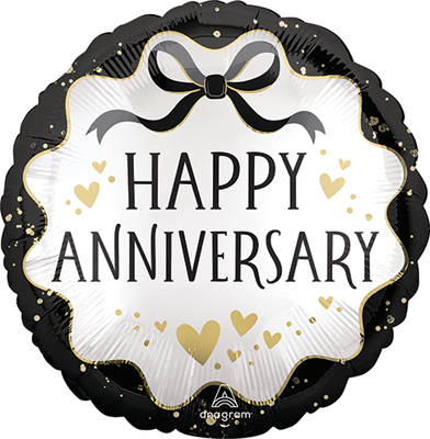 Std Anniversary Satin Ribbon Curls Balloon