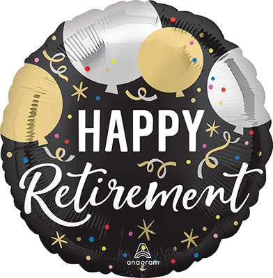 Std Retirement Black Silver Gold Balloon