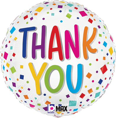 Std Thank You Colorful Confetti Balloon