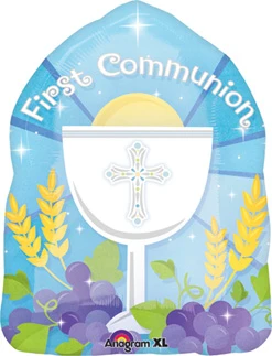 18 Inch First Communion Blue Balloon
