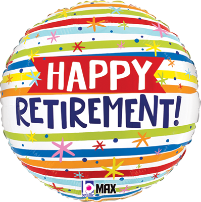 Std Happy Retirement Stripes Balloon