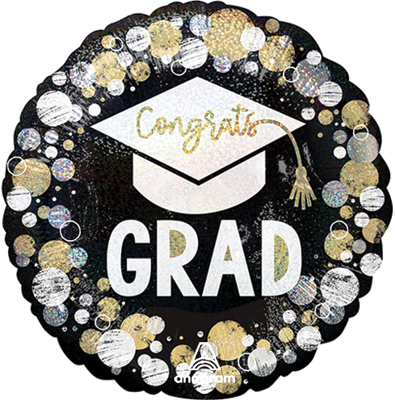Std Grad Congrats Circles and Dots Holographic Balloon
