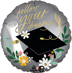 18 Inch Grad Follow Your Dreams Satin Blooms Balloon