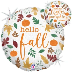 Std Fall Leaves & Pumpkins Holographic Balloon