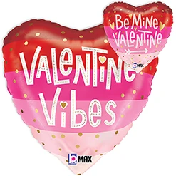 Std Valentine Satin Stripes Vibes Heart Balloon