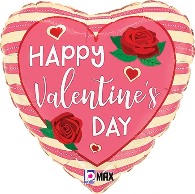 Std Valentine Rose Stripes Balloon