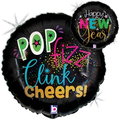 Std Pop Fizz New Year Holographic Balloon