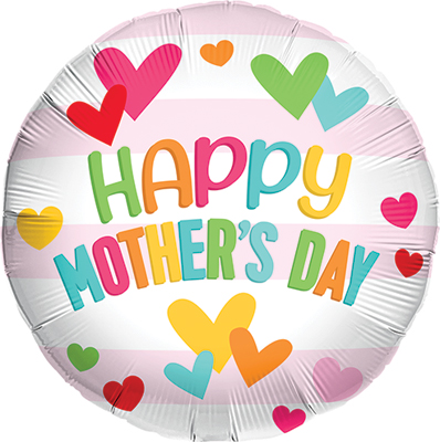 Std Mothers Day Stripes and Hearts Balloon