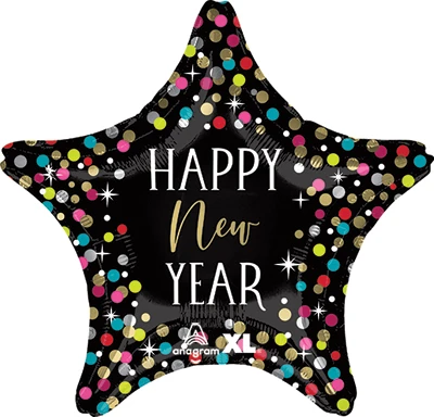 Std New Year Colorful Confetti Star Balloon