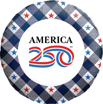 Std America250™ Gingham Ribbon Logo Balloon