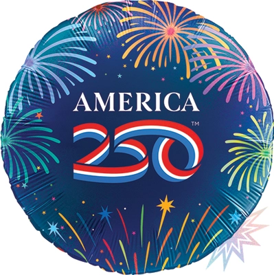 Std America250&trade; Fireworks Holographic Balloon