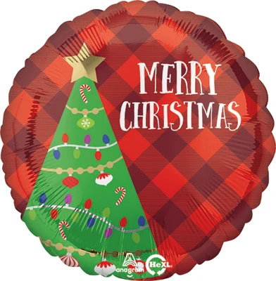 Std Christmas Festive Tree Plaid Balloon