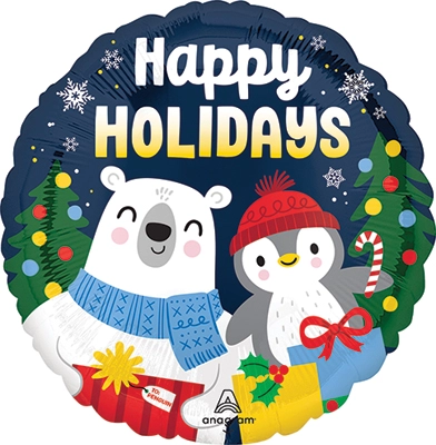 Std Happy Holidays Frosted Friends Balloon