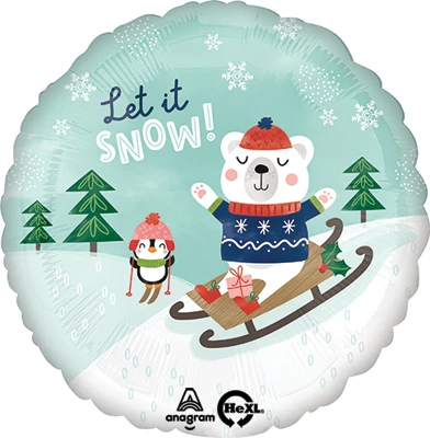 Std Christmas Cabincore Let It Snow Bear Balloon