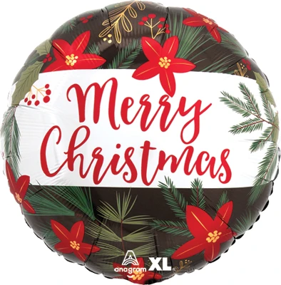 Std Christmas Pointsettias Balloon