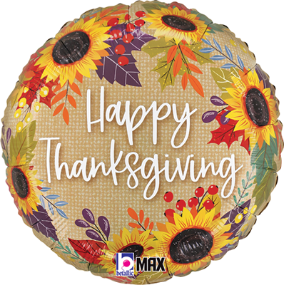 Std. Thanksgiving Sunflower Leaves Balloon