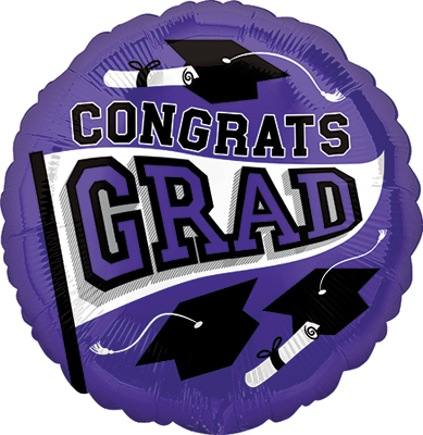 Std Grad School Color Pennant Purple Balloon
