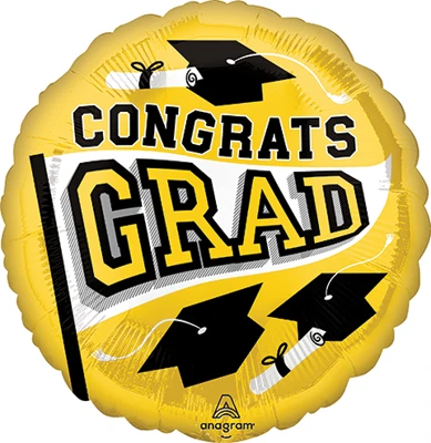 Std Grad School Color Pennant Yellow Balloon