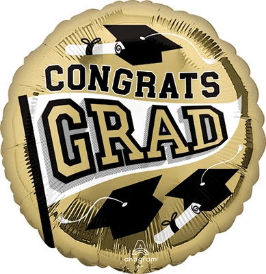 Std Grad School Color Pennant White Gold Balloon