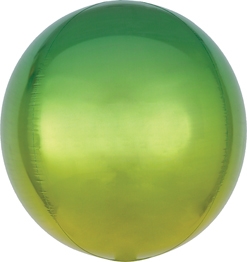 16 Inch Orbz Ombre Green & Yellow Balloon