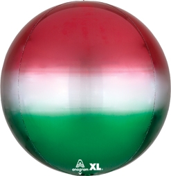 16 Inch Orbz Ombre Red & Green Balloon