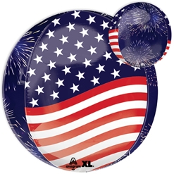 16 Inch Orbz USA Stars Stripes Fireworks Balloon