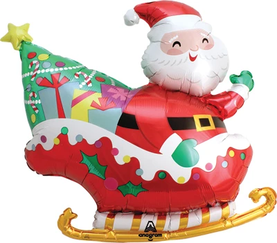 30 Inch Christmas Santa and Sleigh Balloon