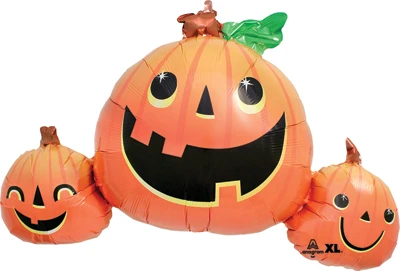 35" Halloween Smiley Pupmkin Trio Balloon