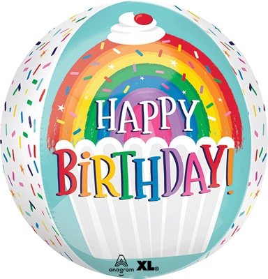 16 Inch Orbz Birthday Rainbow Sprinkles Balloon