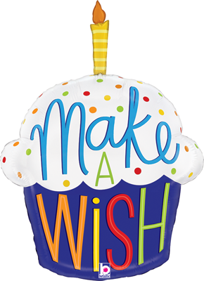 28 Inch Birthday Make a Wish Cupcake Balloon