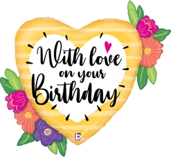 35 Inch Birthday With Love Flowers Balloon