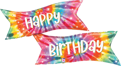 49 Inch Birthday Tie Dye Banner Balloon