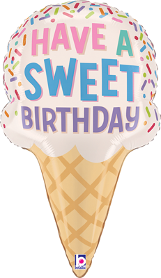 28" Birthday Sweet Ice Cream Cone Balloon