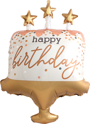 33 Inch Birthday Cake Confetti Holographic Balloon