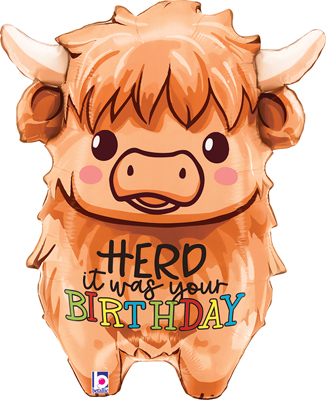 27 Inch Birthday Highland Cow Balloon