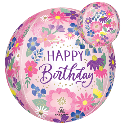 16" Orbz&reg; Birthday Garden Florals Balloon