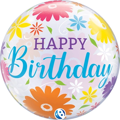 22 Inch Birthday Flowers & Filigree Bubble Balloon