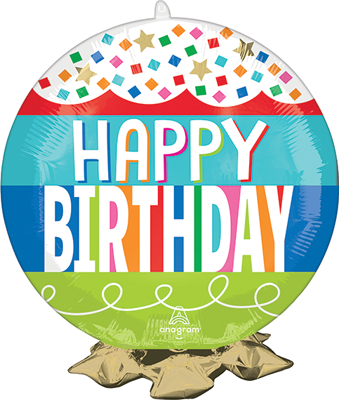 19" Frillz&trade; Rainbow Birthday Wishes Balloon