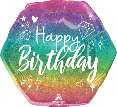 24 Inch Birthday Holographic Sparkle Balloon