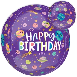 16 Inch Orbz Birthday Smiling Galaxy Balloon