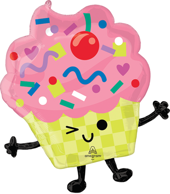 26 Inch Birthday Vibrant Cupcakes Balloon