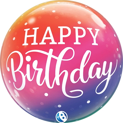 22 Inch Birthday Ombre and Dots Bubble Balloon