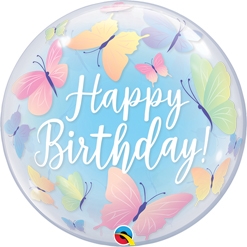 22 Birthday Soft Butterflies Bubble Balloon