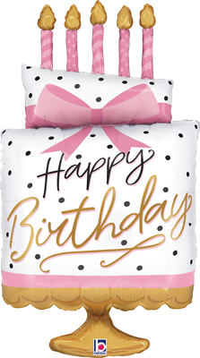 35" Birthday Pink Bow Cake Balloon
