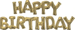 44" Happy Birthday Air-Fill White Gold Block Phrase Balloon Kit